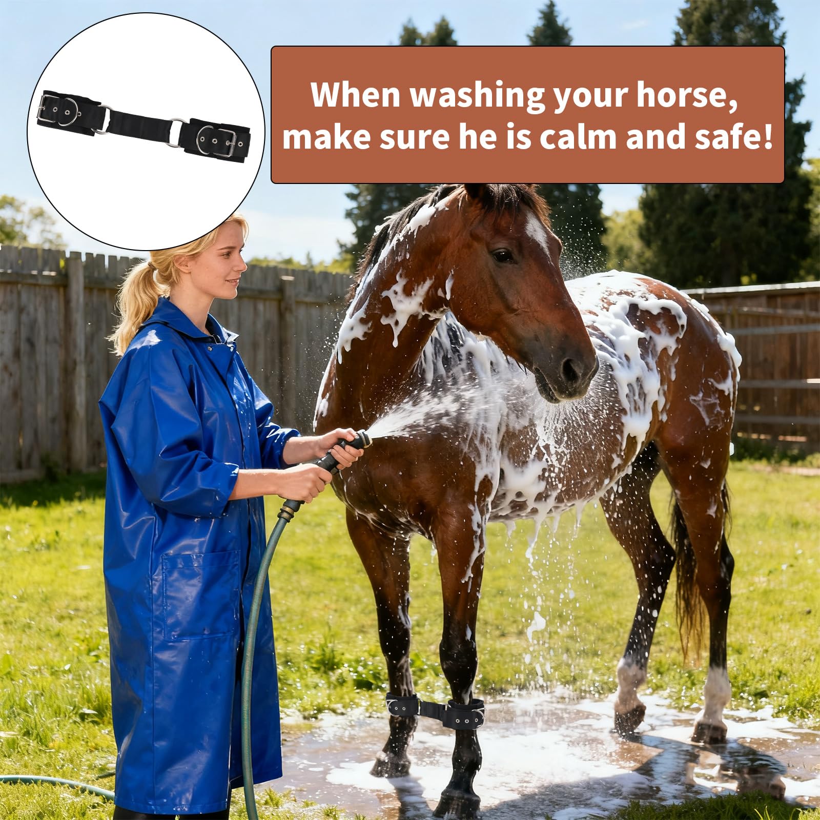 Manguitos de Dos Patas, Correas Ajustables para Caballos Fáciles de Usar Ligeros y Suaves Accesorios para Pastoreo Entrenamiento y Viajes (Negros)