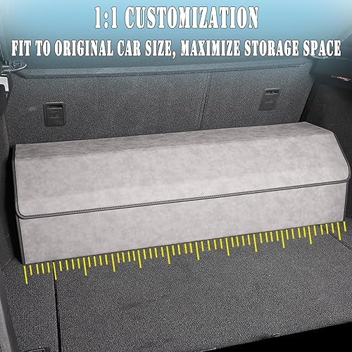 Miniatura 2 de Organizador de maletero para Ford Explorer 2020-2025  Caja de almacenamiento de piel Alcántara gris, precisión a medida, maximiza tu almacenamiento,