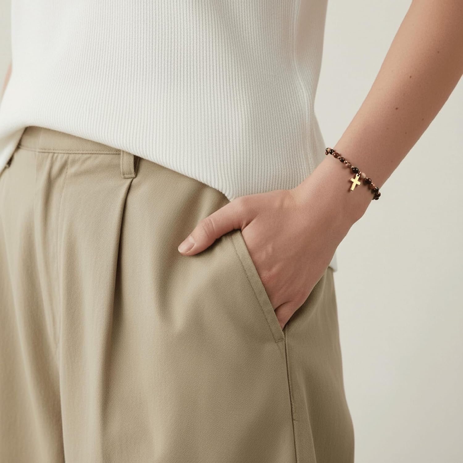 Gold Cross Bracelet for Women – Christian Bracelet with Natural Stone Beads, Faith Based & Spiritual Gift for Women, Inspirational Religious Jewelry with Message Card - Image 4