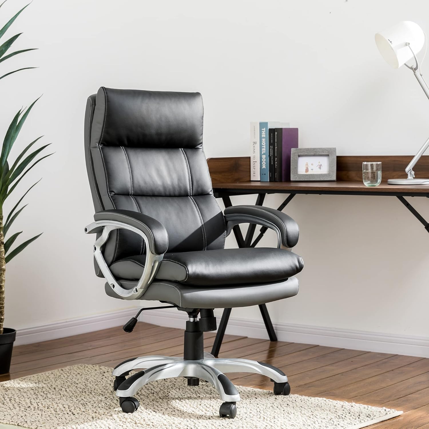 Glitzhome High Back Office Chair Executive Office Chair Back Computer PU Leather