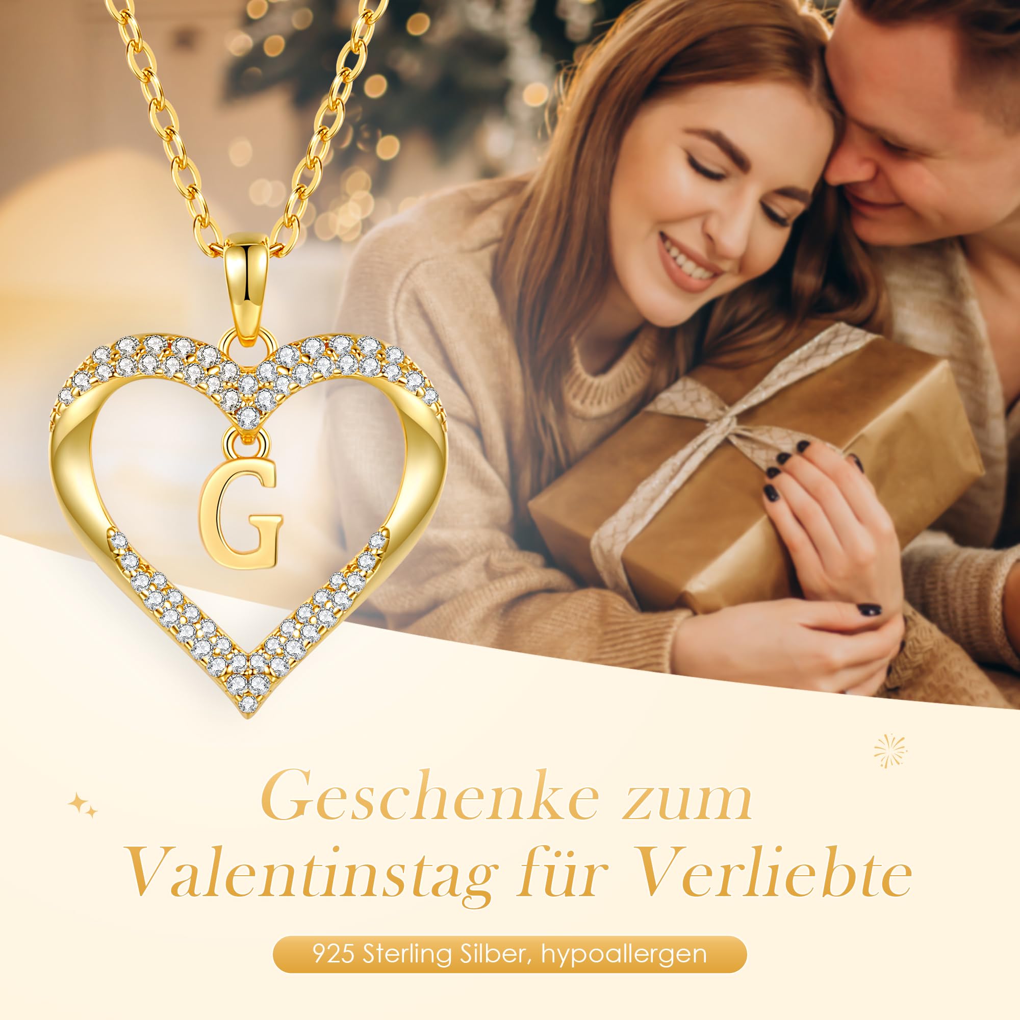 CDE Collana da donna placcata in oro 18 carati, con ciondolo a forma di cuore iniziale, per donna, A-Z, personalizzata, regalo di compleanno per adolescenti, ragazze, donne, fidanzate, San Valentino,