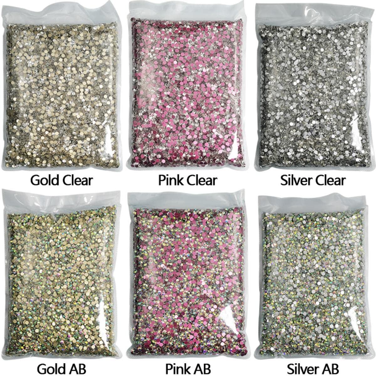14400 Uds cristales Flatback diamantes de imitación para uñas decoraciones de uñas 3D SS3-SS20 Diy gemas de cristal piedras AB a granel