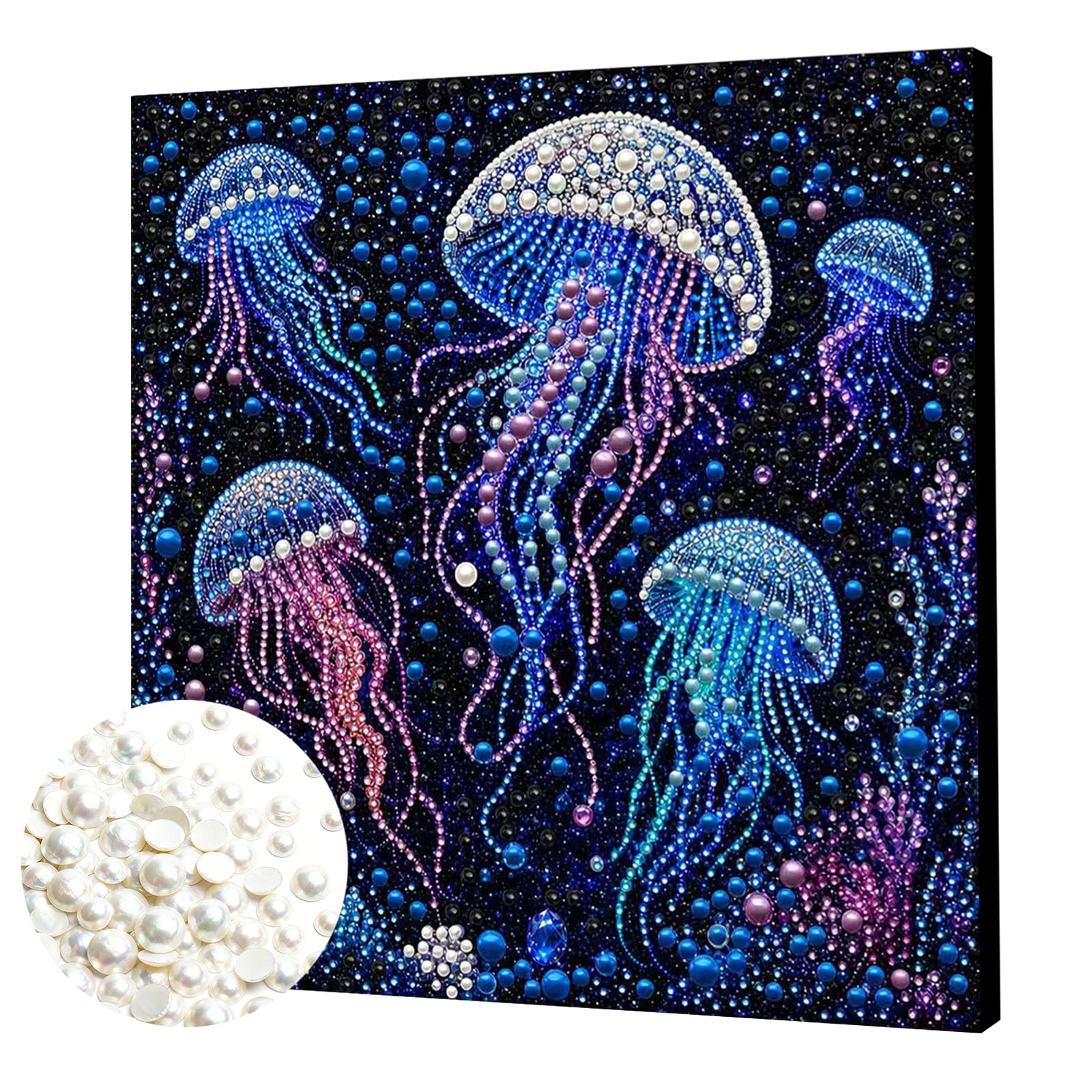Jellyfish Pearl Painting Art Kit with Frame 11.81x11.81In for Adults &