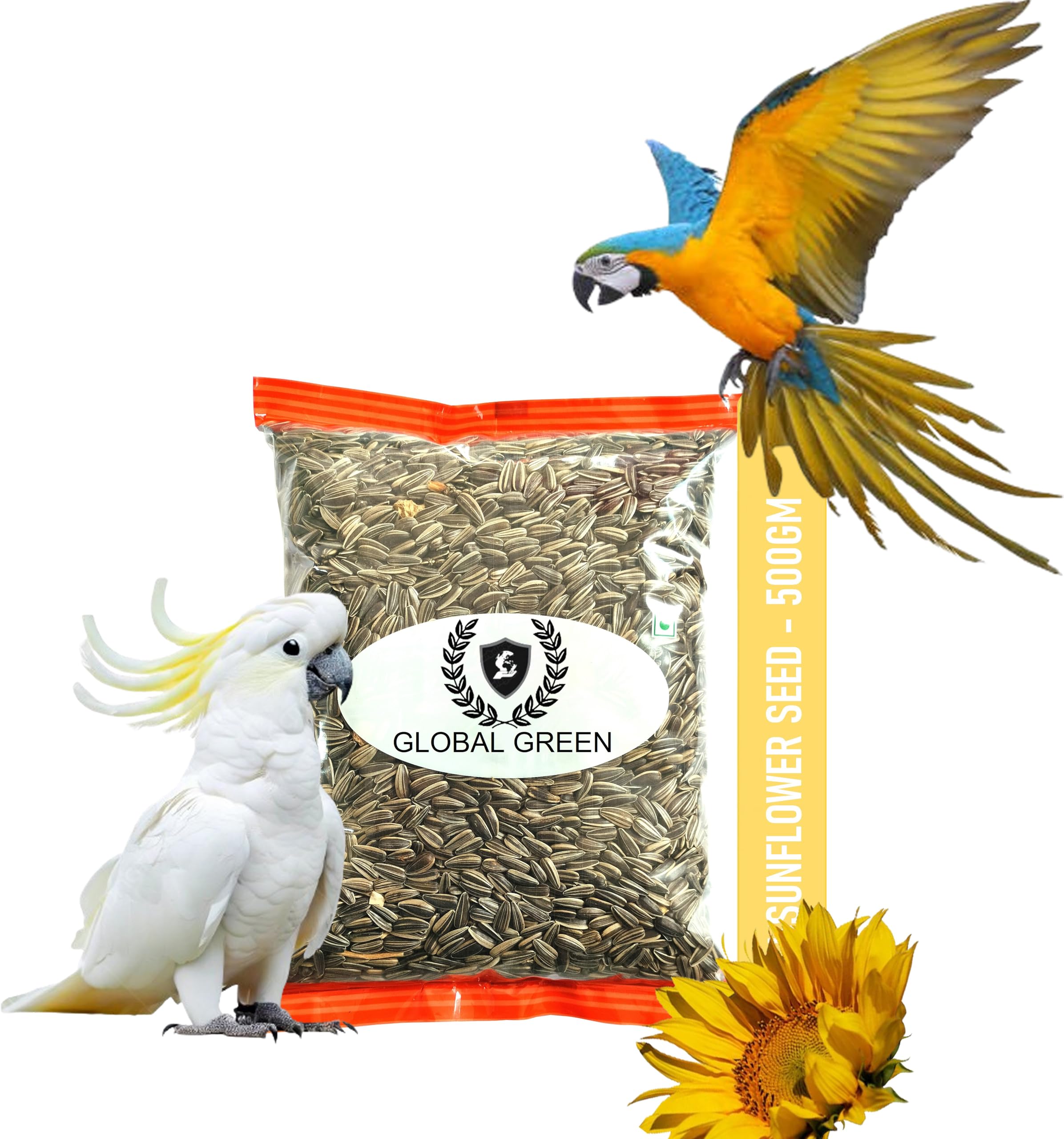 Global green - Striped Premium Sunflower Seeds for Birds 500Gm | Bird Food for Lovebirds, Cockatiels, Sun Conure, African Grey Parrot, Macaws, Cockatoos for All Life Stages (B0DB1RT8SG) Amazon Price History, Amazon Price Tracker