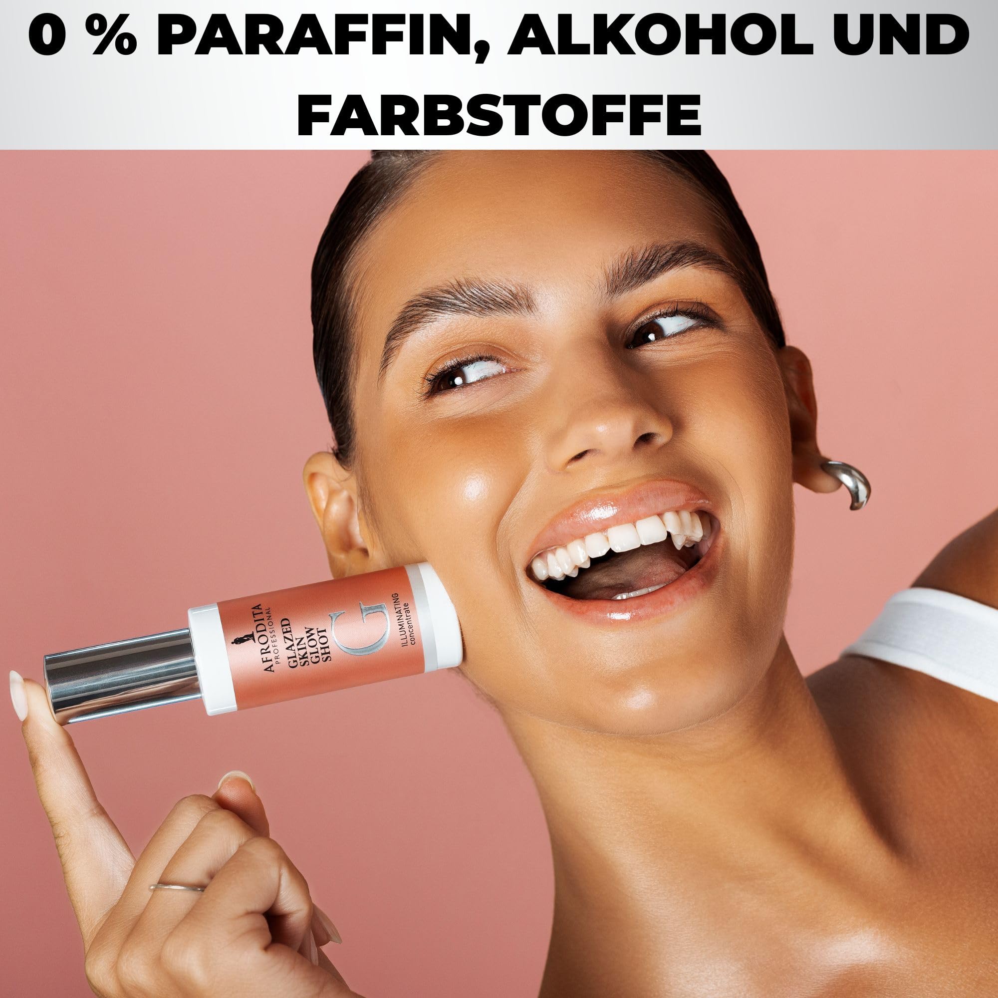 Afrodita Professional Glazed Skin Glow Shot Gesichtsserum, Glow Konzentrat mit Niacinamid, Peptiden, Mandel- und Lactobionsäure, für strahlende, ebenmäßige Glass Skin Optik, 30 ml