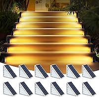 Vista 16 de Luces LED Solares para Escalones Impermeables Luces de Escalera para Exteriores, Luz Solar de Cubierta Blanca Cálida IP67 Luces de Decoración