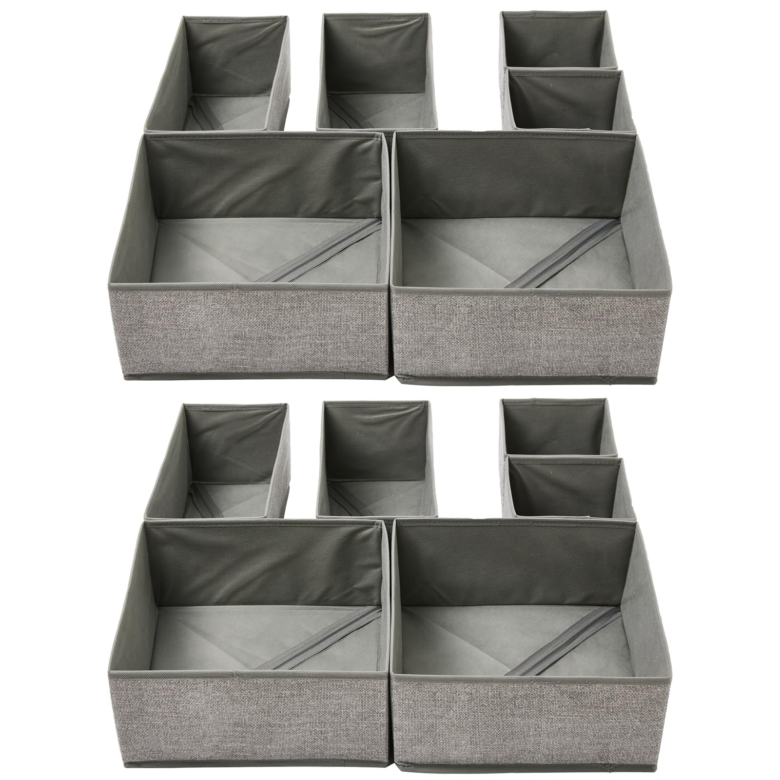 Periea UK Drawer Organiser Divider Pack of 12 Foldable Drawer Organisers (Mottled Grey Pattern)