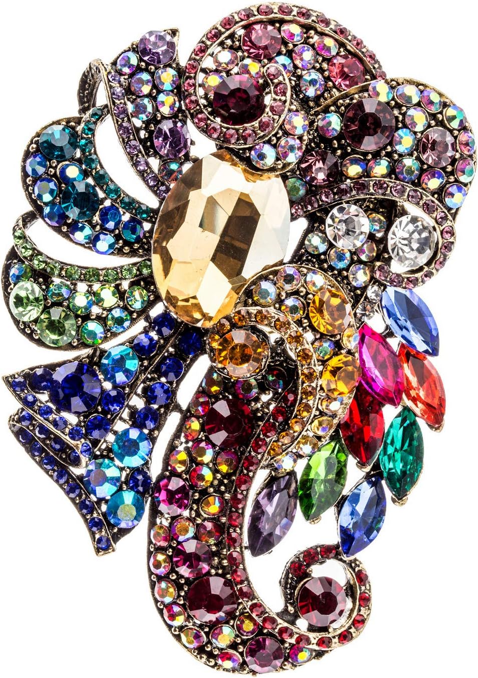 Hobby Lobby Multi-Colored Magnificent Rhinestone Brooch and Pins for Women Girls Fashion Accessories Wedding Christmas Birhtday Jewelry Gift
