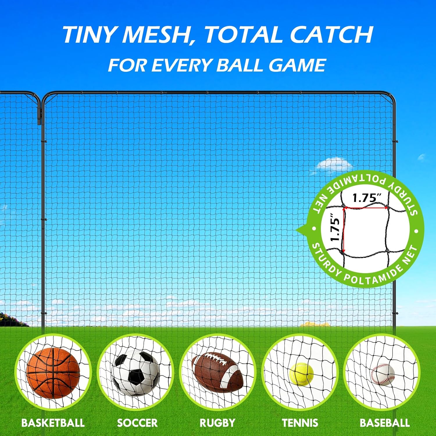 Ball Stop System - Soccer Backstop Net, Heavy Duty, High Impact, Practice Barrier