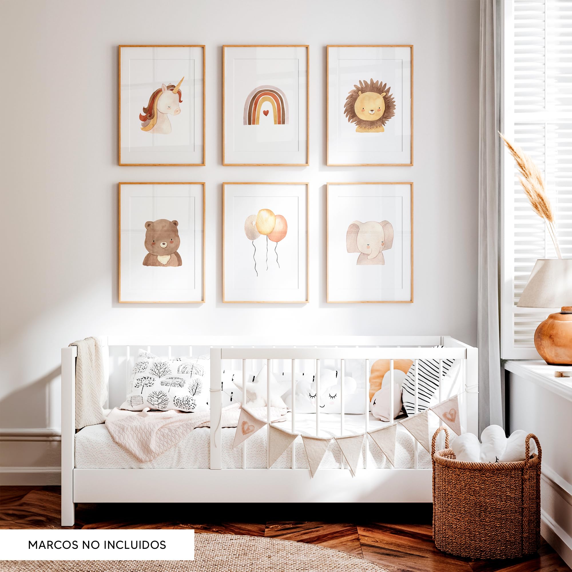 Láminas Decorativas Infantiles | Cuadros Decoración Dormitorio Bebé, Niño y Niña Sin Marcos | Estimulación Creativa y Visual Infantil | Set de 6 Láminas 30x40cm