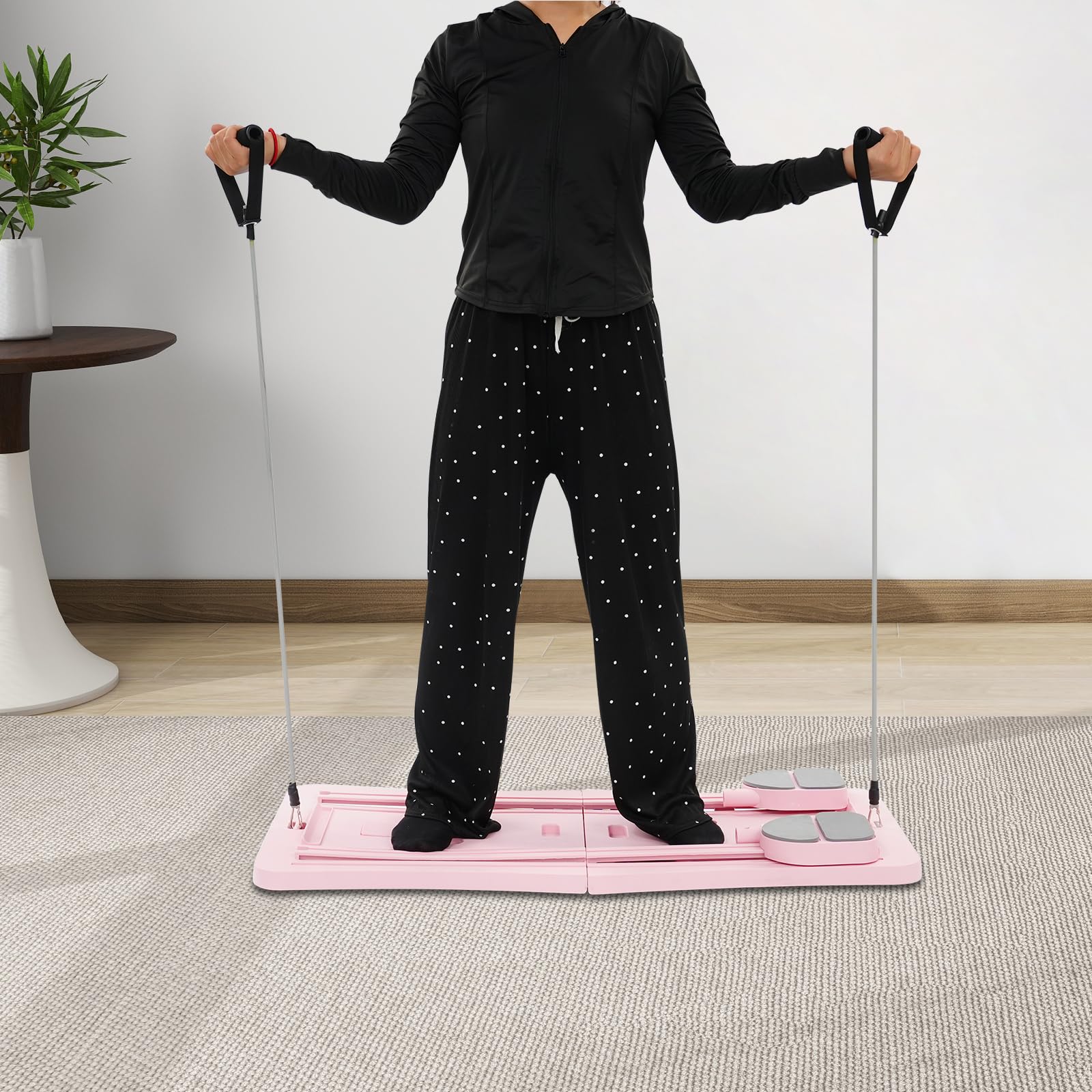 Pilates Reformer | Pilates Board | Multifunktionales Ab Board | 300lbs Belastung | Planke & Bauchrolle | Timer & Spannungsseile | Klappbar | Für Bauch, Rücken & Arme