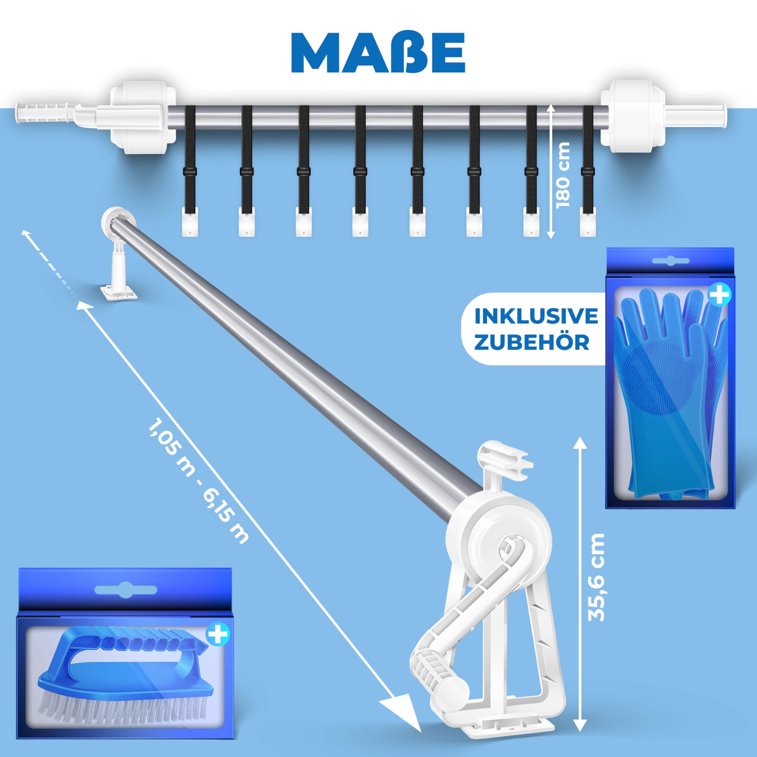KESSER® Enrouleur de bâche de Piscine Premium | Système d’enroulement 1,05 m-6,15 m | pour bâche Solaire | Enrouleur Mobile | Sangles fournies