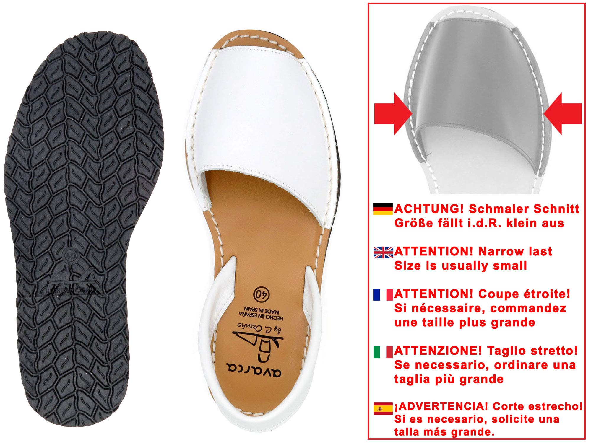 Avarca Made in Spain - Sandalias de piel planas y abiertas para mujer, originales, auténticas Avarcas Española Menorquina 201, fabricadas en España