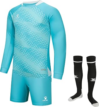 KELME Soccer Goalkeeper Jersey Uniform Kit - Mens Padded Football Goalie Shirt, Shorts and Socks - Kids and Adult Sizes