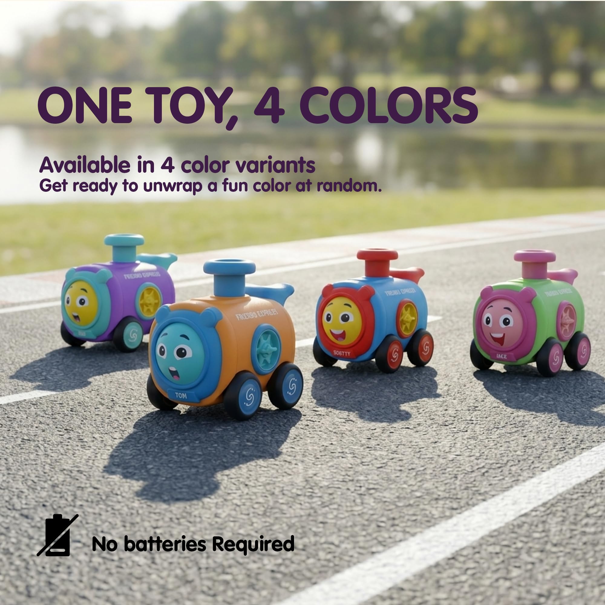Innovitoy Friends Express Push and Go Train Toy for Kids with Colorful Cartoon Design, Action Toy with Whistle, Best Gift for Kids, 3+ Years 4