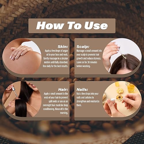 Miniatura 5 de Aceite de argán 16 fl. oz. Virgen de Marruecos, prensado en frío, 100% natural, estimula el crecimiento del cabello, la piel, la cara y la crema