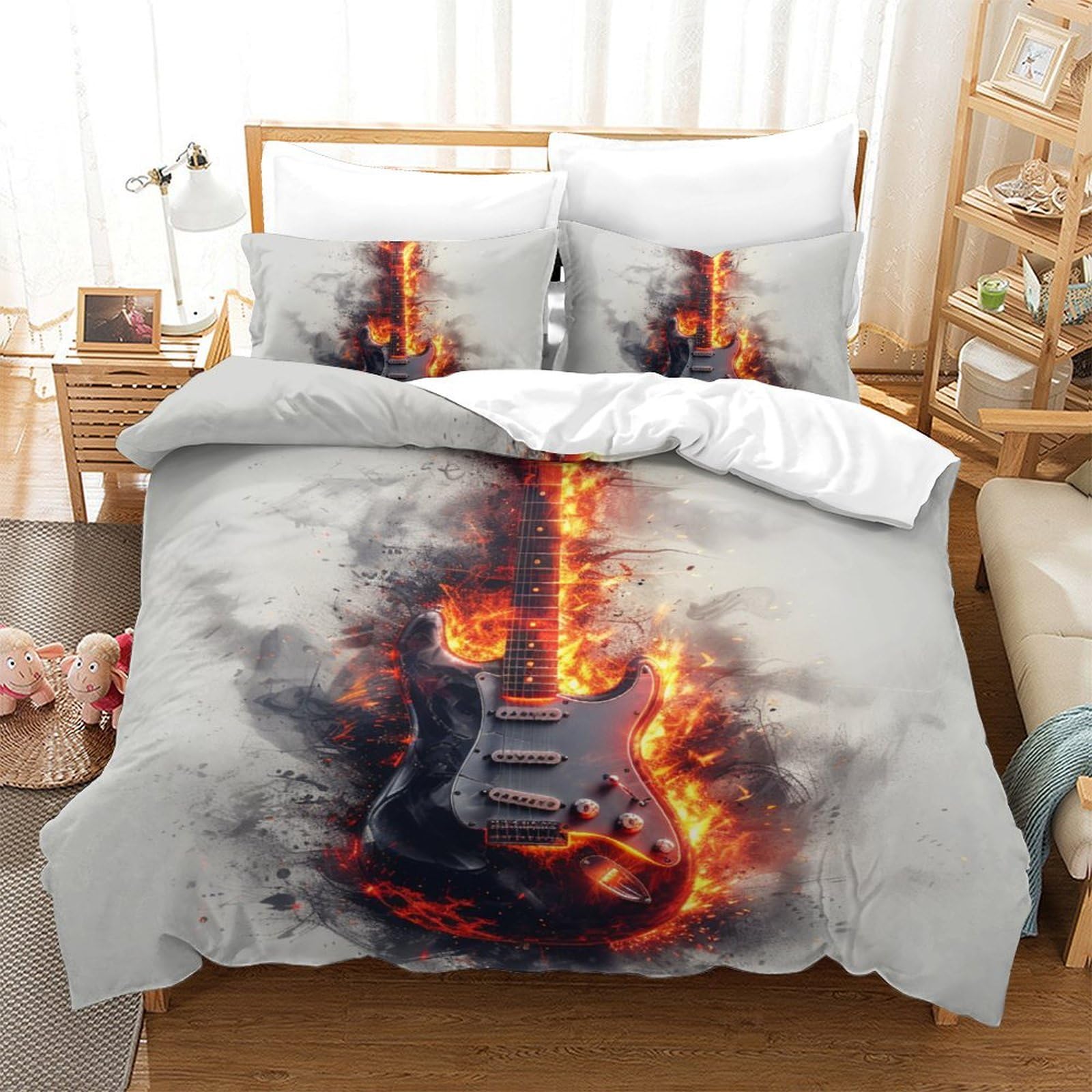Linge de lit guitare 3D microfibre housse de couette 200x200