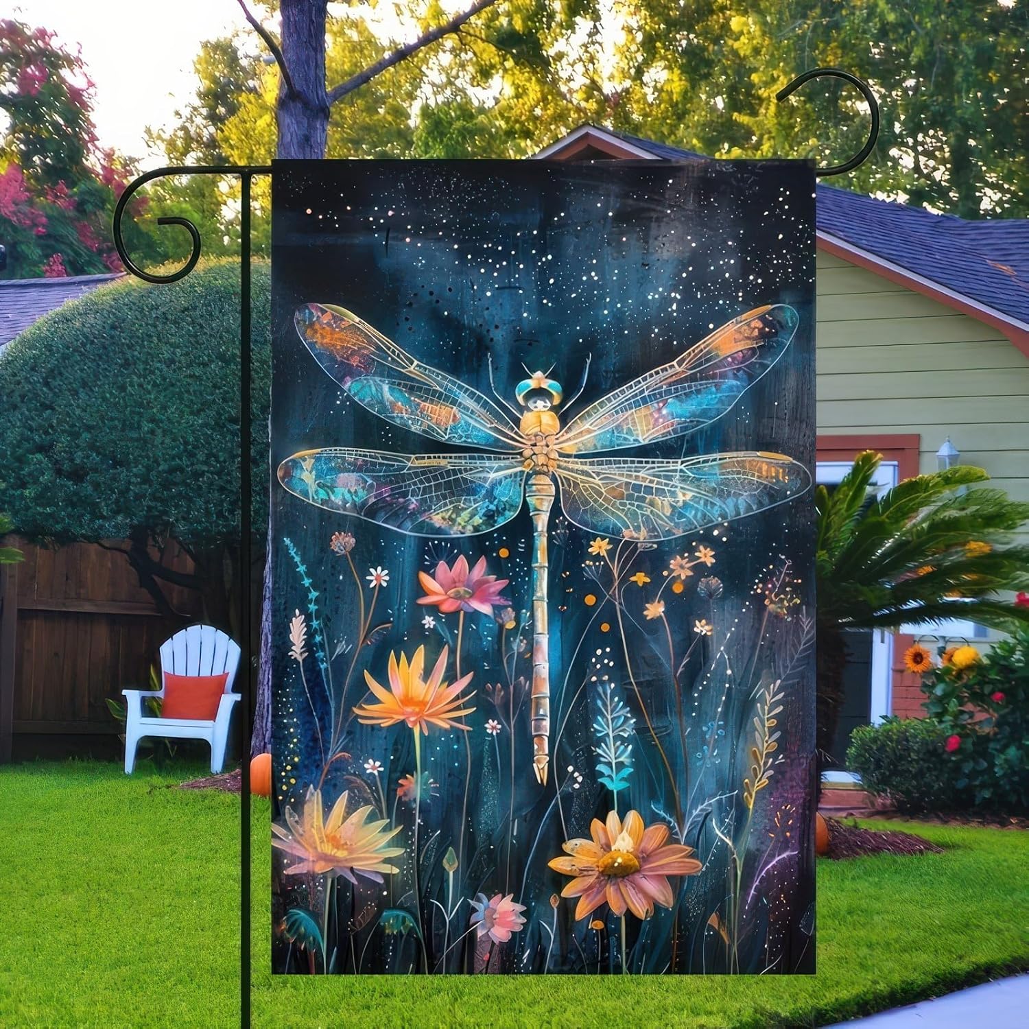 Welcome Summer Dragonfly Garden Flag 12x18 Inch Double Sided Starry Night Flag Rustic Farmland Yard Lawn Outdoor Nature Theme Decor Yard Small Flag For Outside Holiday Seasonal - Image 6