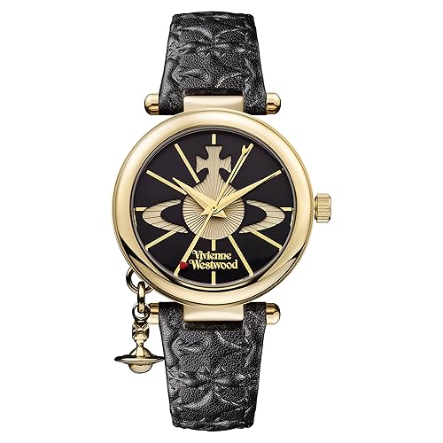 Vivienne Westwood Orb Womens Quartz Watch with Black Dial and Black Leather Strap VV006BKGD