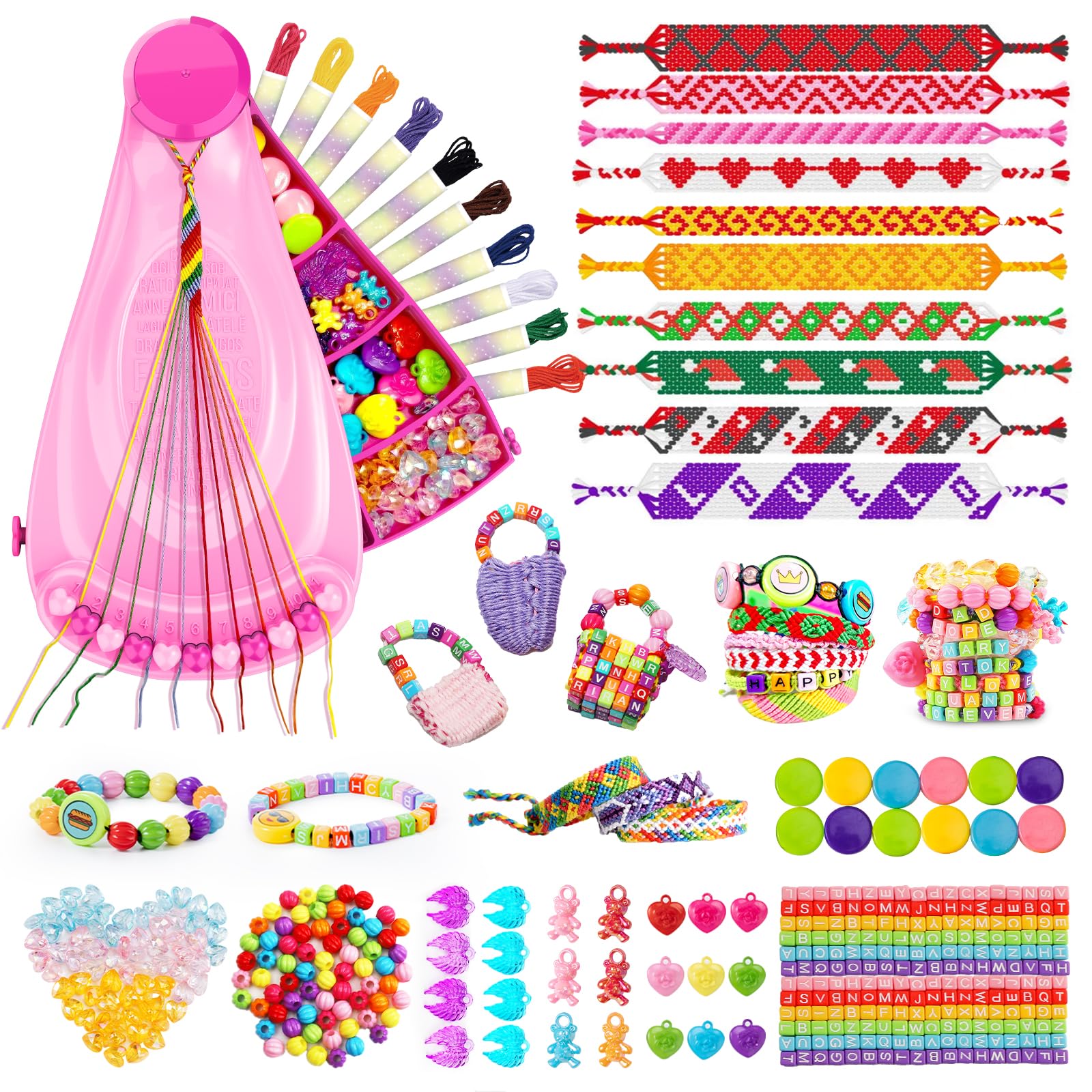 PC PARENTS & CHILDREN Friendship Bracelet Making Kit for Girls 6-12, with 20 Pre-Cut Threads 422 Beads Bracelet String Maker Arts and Crafts for Kids Jewelry Birthday Christmas Gifts