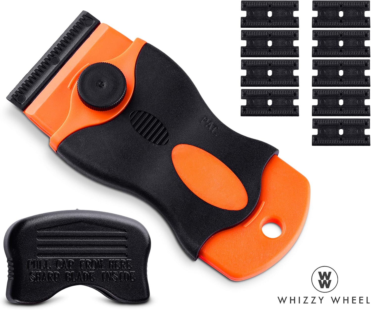 Plastic Razor Blades Scraper with Contoured Grip. 20 Blade Edges and Ideal for Car Vinyl, Decal & Tint Removal (New) (Std)
