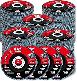 60 Pack Flap Discs 4 1/2 for Angle Grinder, 40/60/80/120 Grit Type 29 Zirconia Abrasive Grinding Wheel, 7/8" Flap Sanding Disc for Metal, Wood, Stainless Steel Finishing