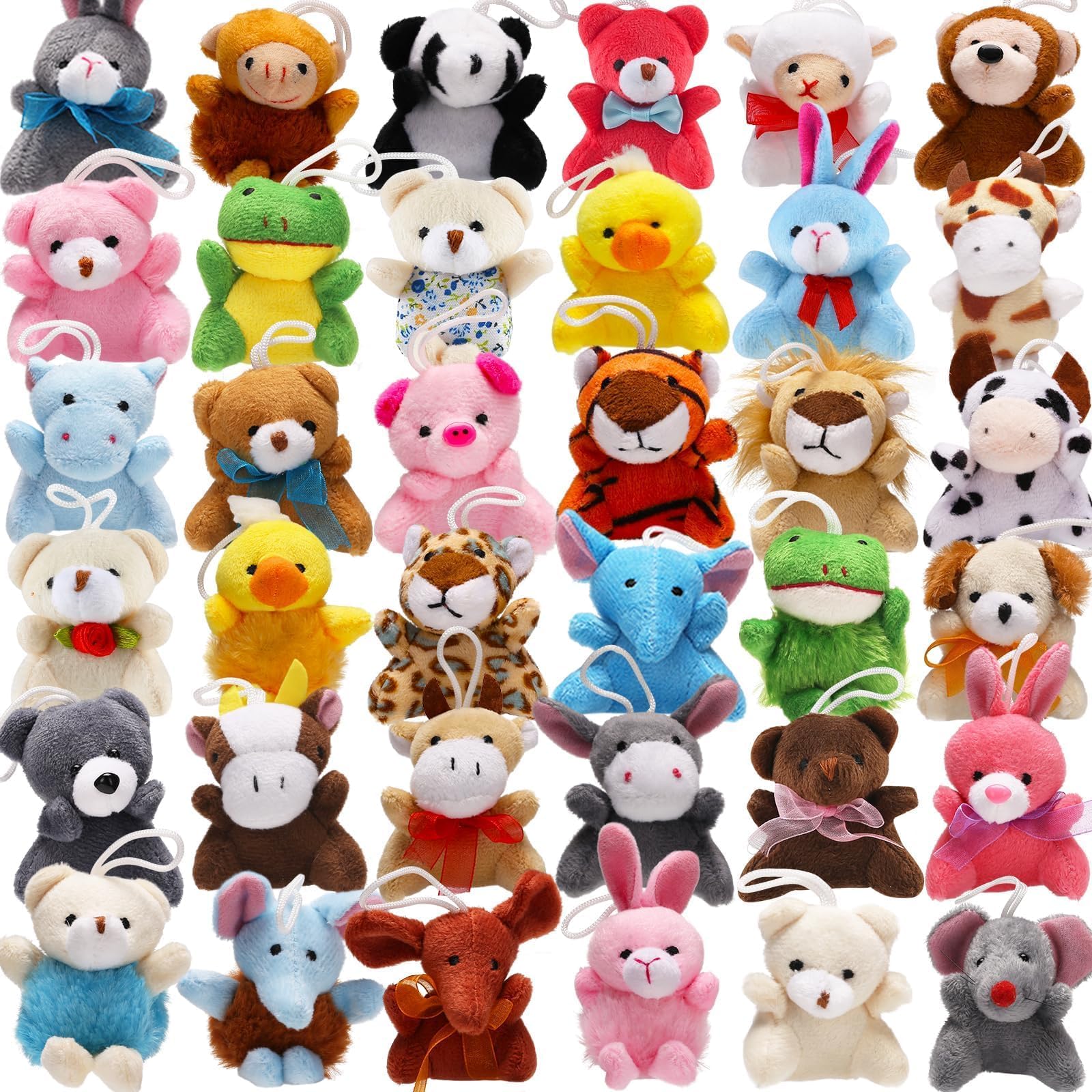 Uzoxlsn 38 Pack Mini Stuffed Animals Party Favors for Kid, Small Plush Stuffed Animal Toy in Bulk for Claw Machine, Carnival Prizes, Plush Keychain