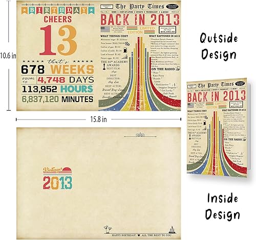 Miniatura 3 de Tarjeta de Cumpleaños 13, Regalos Retro de 13 Cumpleaños para Niños Niñas, Ideas de Regalo de Cumpleaños Feliz de 13 Años para Hijo o Hija,