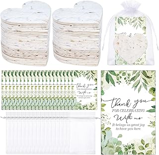 50 Sets Wedding Gifts for Guests Heart Shaped Seed Paper Baby Shower See...