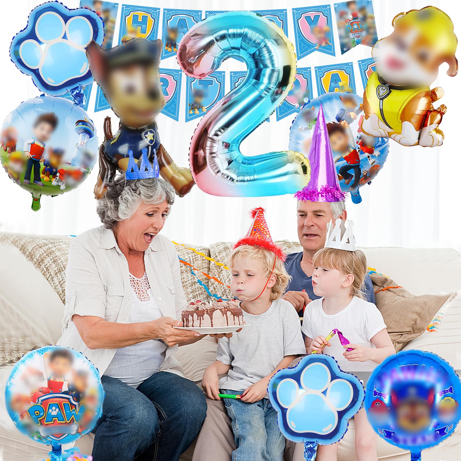 Paw Dog Geburtstagsballon-Set Für 2. Geburtstag – 10 Stück Folienballons Mit Hundemotiven