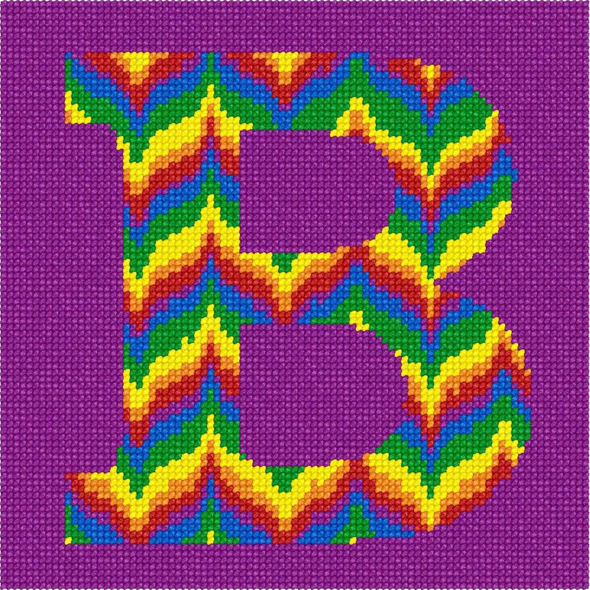 Pepita Needlepoint Canvas: Letter B Bargello Primary, 7" x 7"