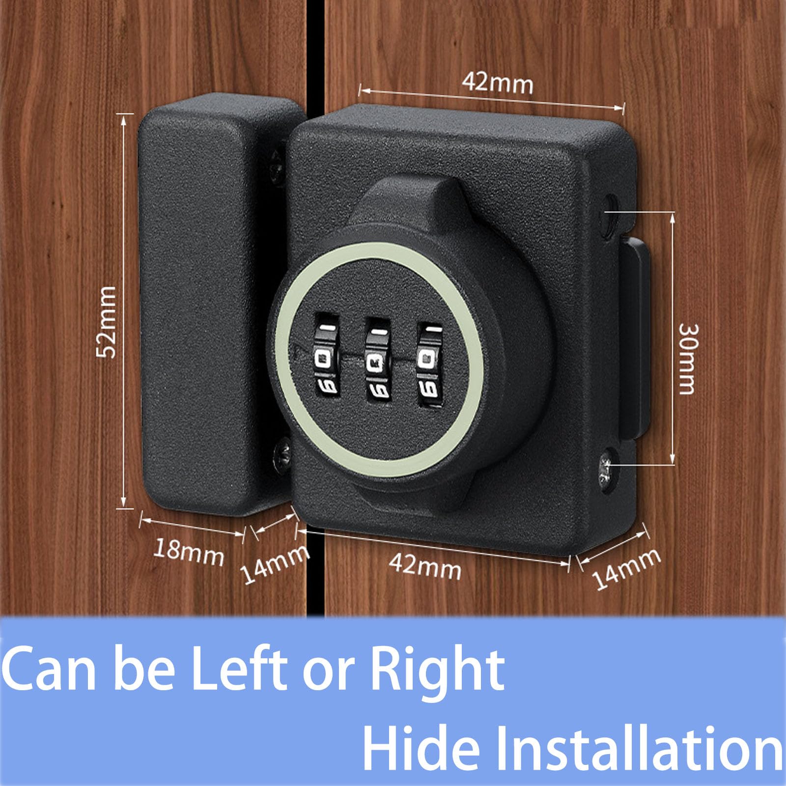 Mechanical Password Cabinet Lock, Keyless Combination Door Lock,Zinc Alloy, 3-Digit Password,with Fluorescence Circle,Black - Image 4