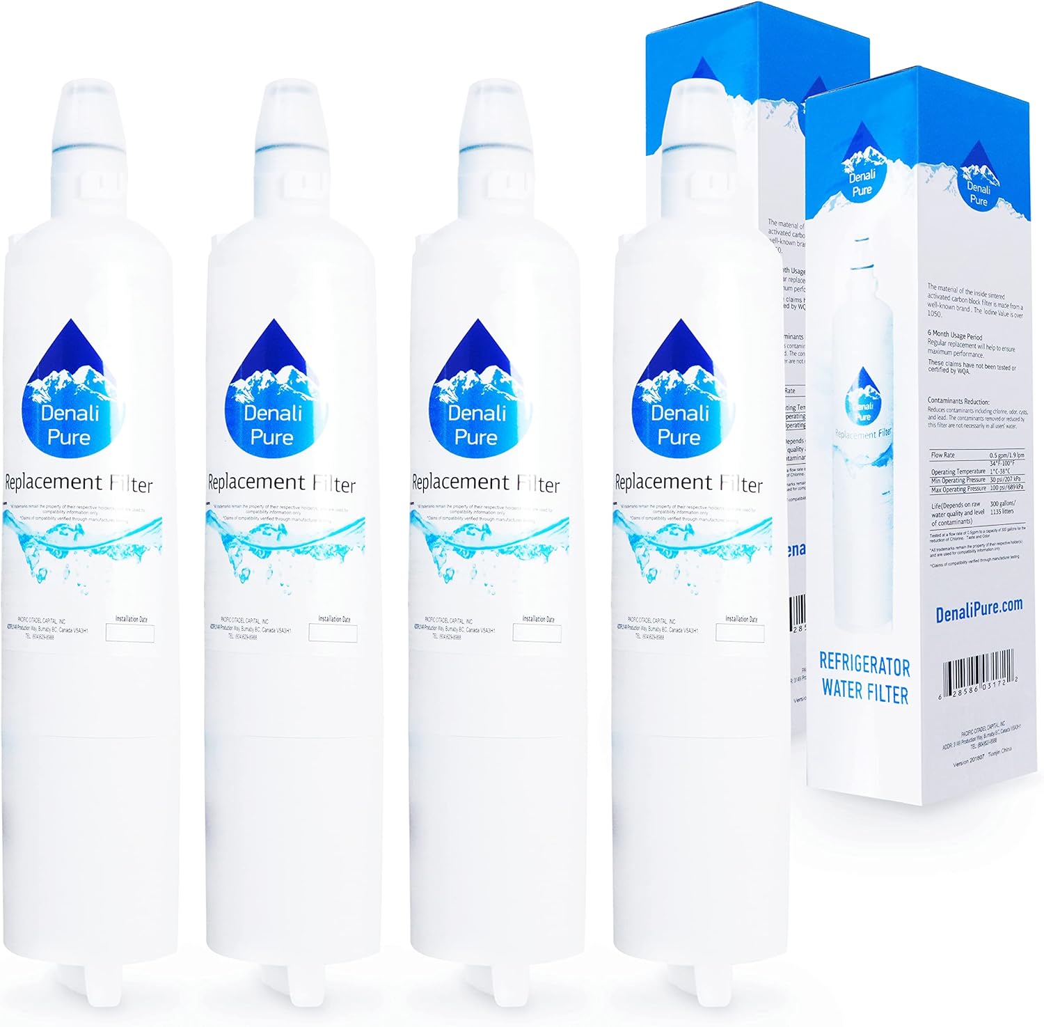 4-Pack Replacement for LG LRFD25850SB Refrigerator Water Filter - Compatible with LG LT600P, 5231JA2006A, 5231JA2006B Fridge Water Filter Cartridge