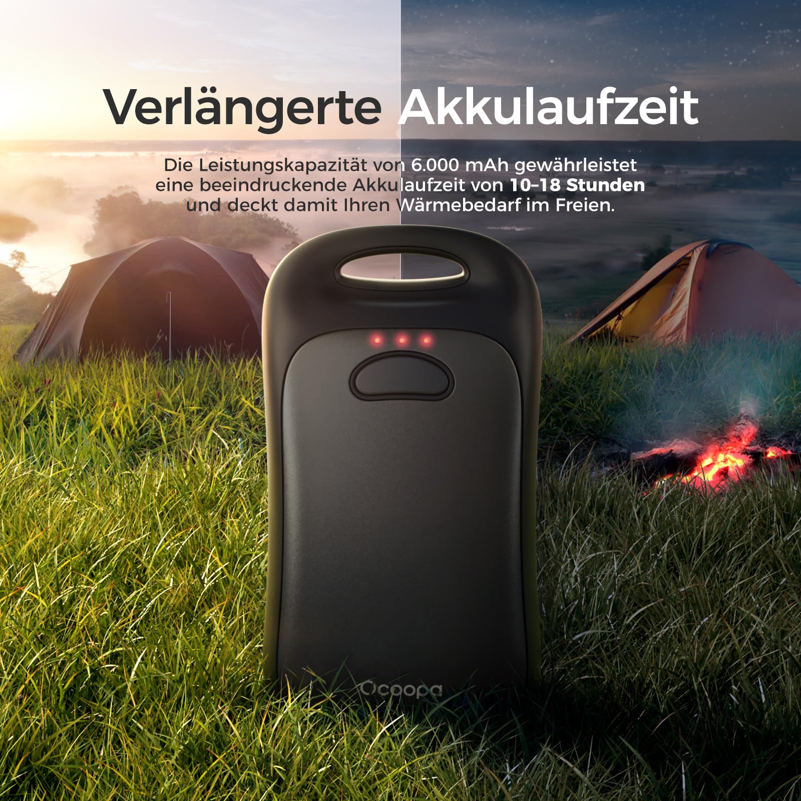 OCOOPA Magnetische Handwärmer wiederaufladbar, 2er-Pack, IP45 wasserfest, Ergonomischer elektrischer Handwärmer, 18 Stunden Wärme, tragbarer Taschenheizer, Geschenke für Outdoor, Golf, Camping Urban
