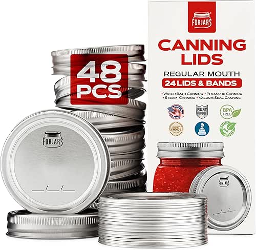 FORJARS Canning Lids and Rings Regular Mouth – 48 Pcs/24