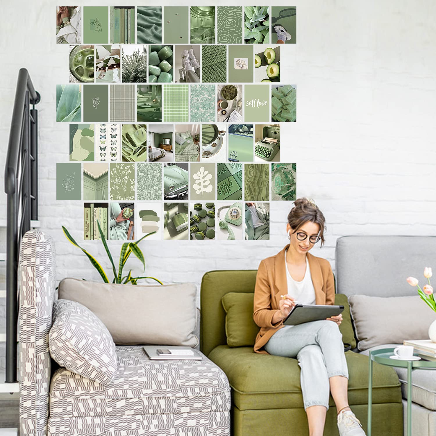 Buy 50PCS Grey Green Wall Art Collage Kit, Aesthetic Picture Indie Room