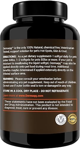 Miniatura 2 de Dermaqq - Ubiquinol de alta absorción (QH) - CoQ10 para puntos calientes de perros y gatos, pérdida de cabello, apoyo para la dermatitis para