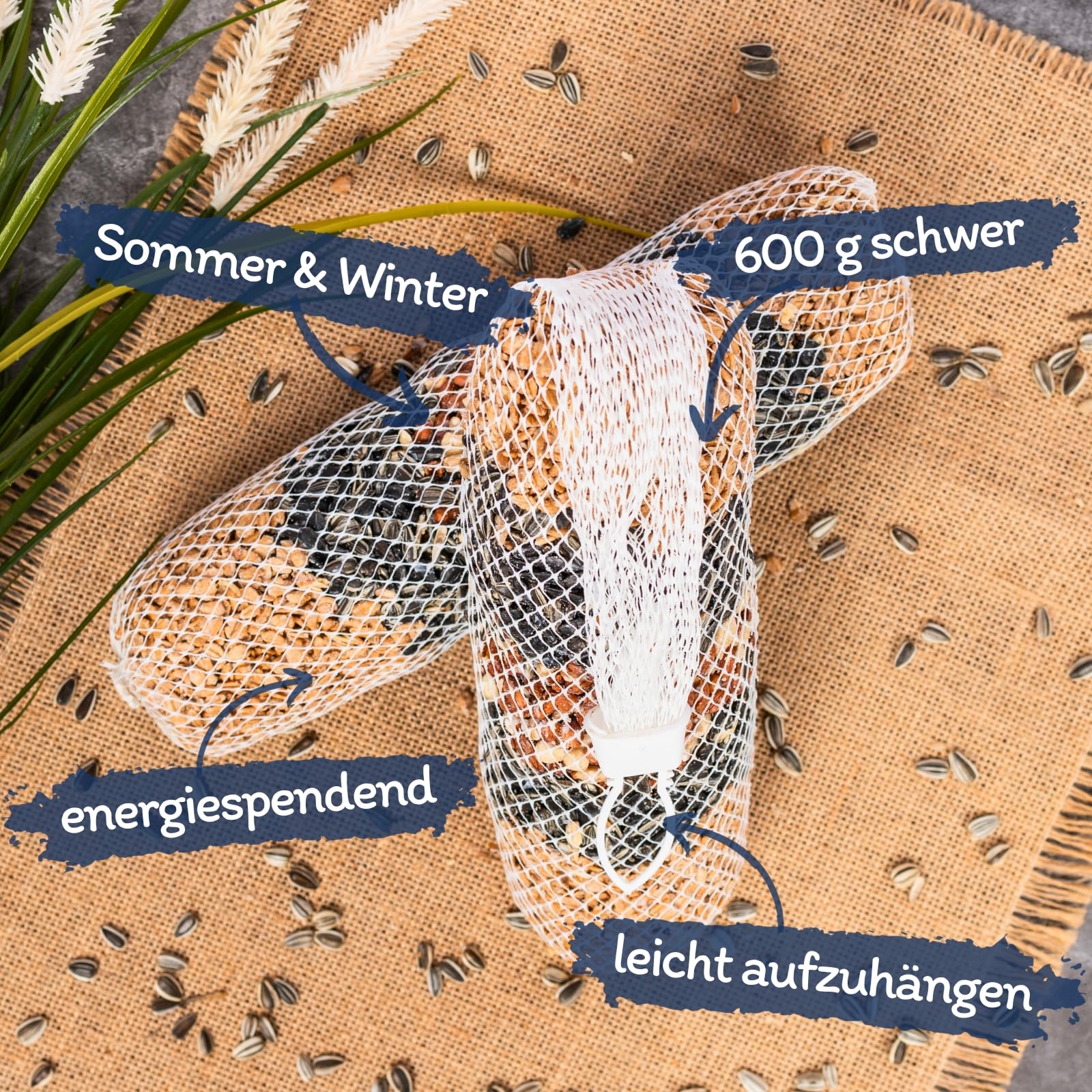 Lyra Pet® 3 x 4 STK. Riesen-Futterstange je 600 g Vogelfutter Wildvögel | Energiequelle für Wildvögel im Sommer & Winter - Ideal für Balkon & Terrasse - Nährstoffreich & dekorative Mischung
