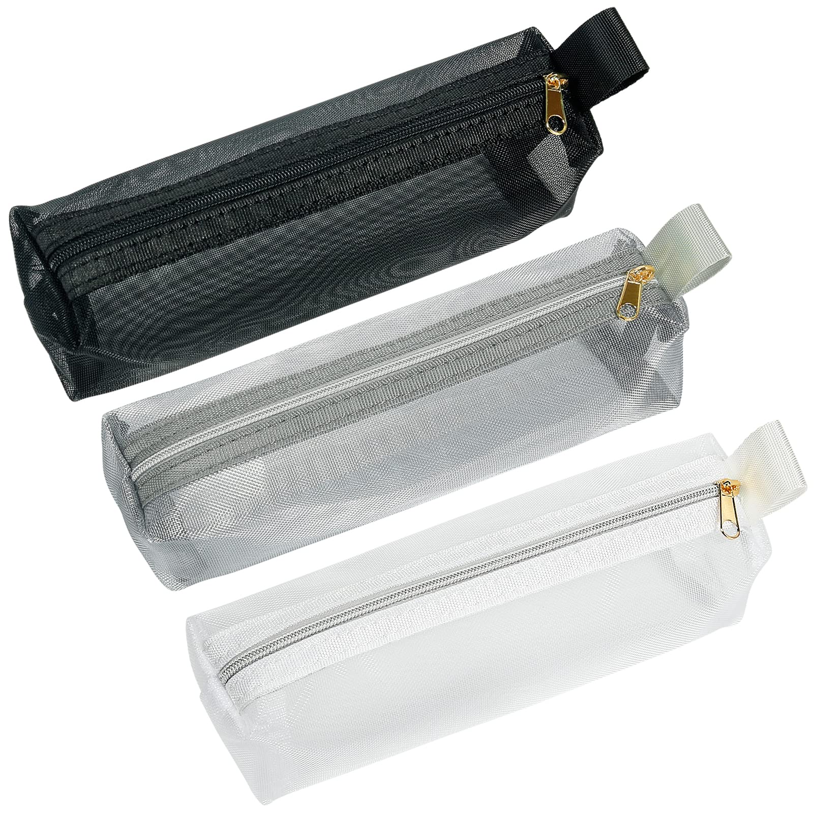JOINDO Mesh Makeup Brush Bag, 3Pcs Mesh Cosmetic Bag, Portable Travel Cosmetic Pouches for Makeup Brushes, Small Items, and Purse Organization?Pencil Pouch