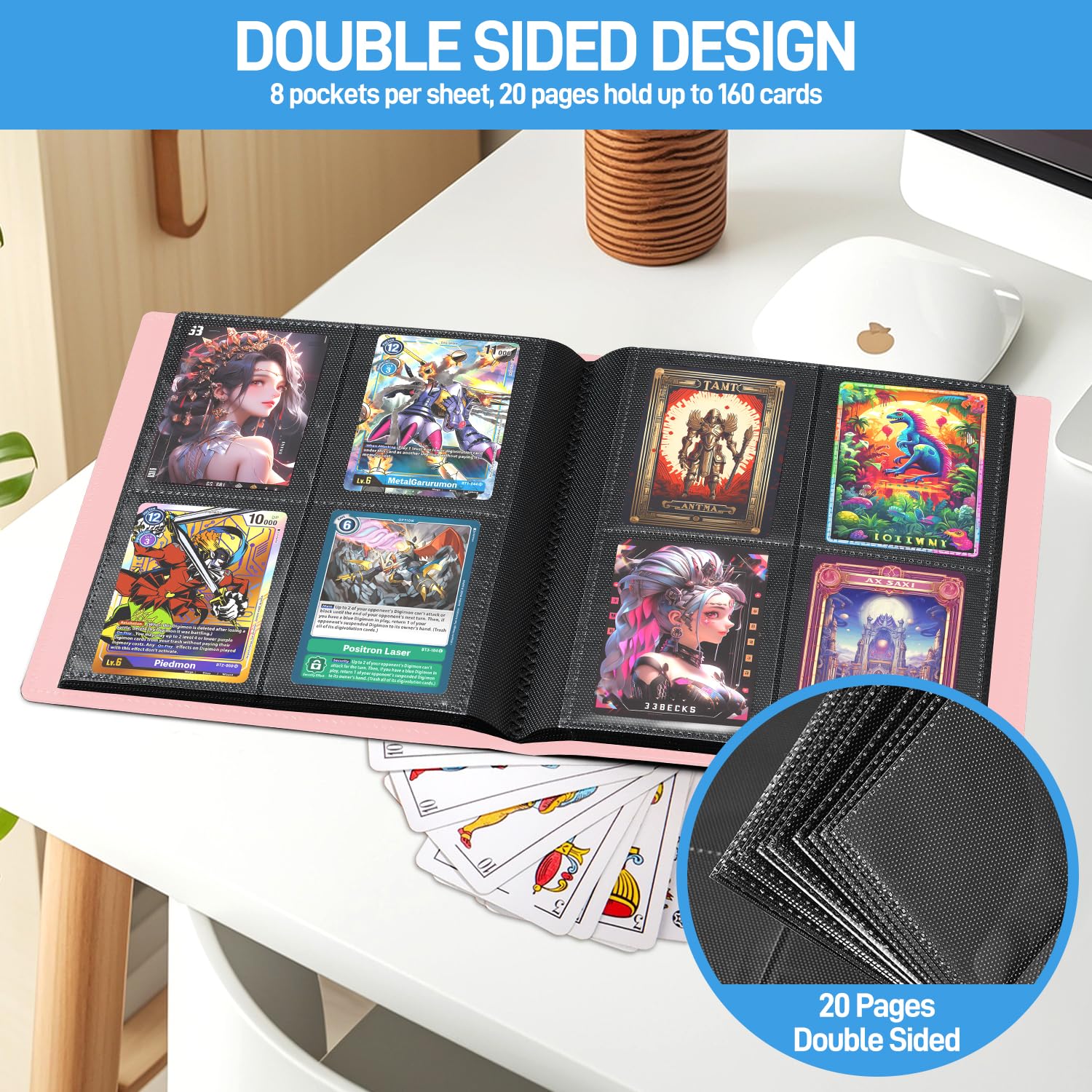 Classeur de cartes Porte-album de Cartes avec 160 Emplacements pour Classeur de cartes Porte-album de Cartes avec 160 Emplacements pour