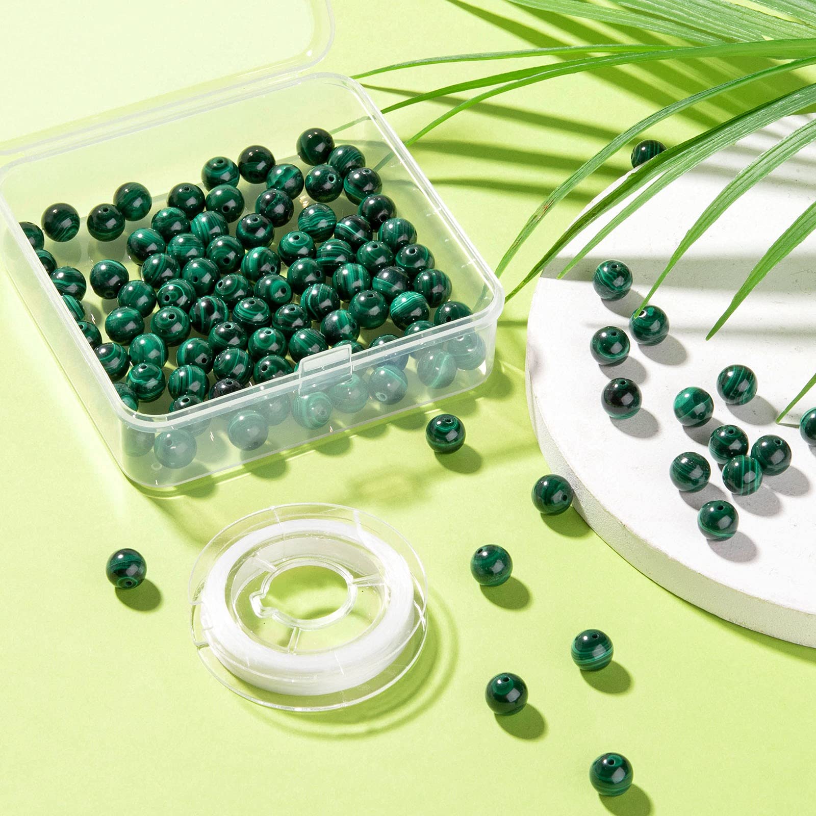 BEEFLYING 100 pz 8mm Malachite Naturale Perline Rotonde Lucido Perline di Pietre Preziose Sciolte per Orecchini Braccialetto Fai Da Te Collana Kit di Gioielli Che Fanno