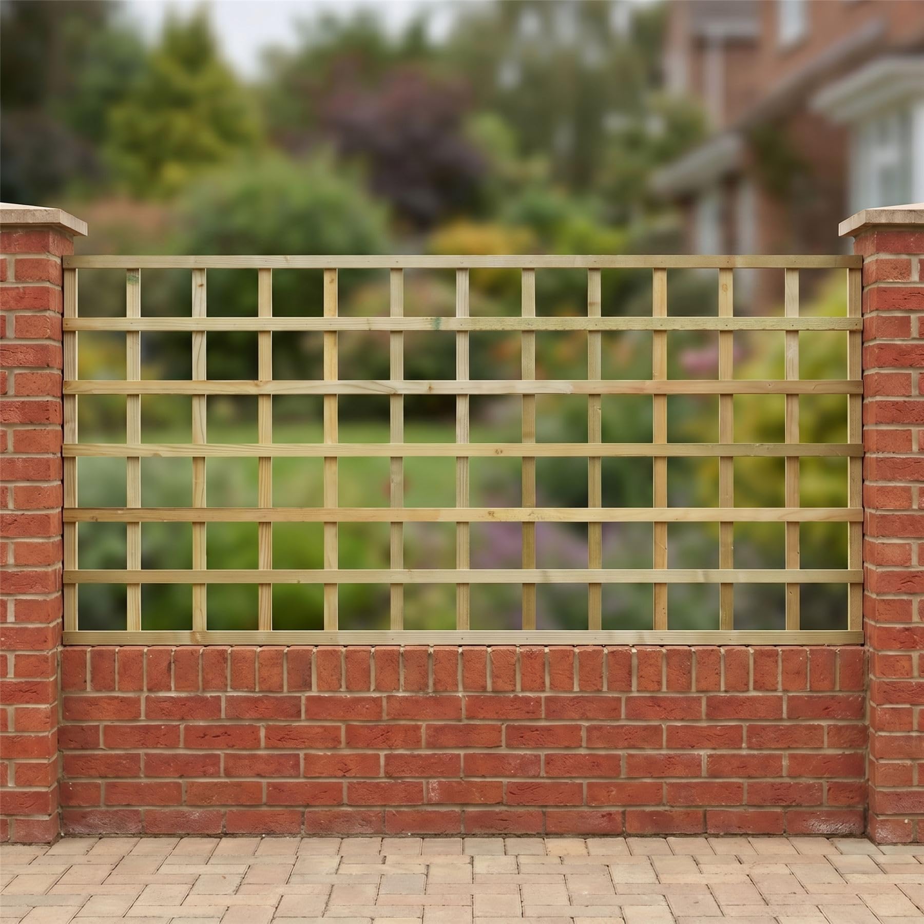 Standard Square Flat Top, 6ft x 3ft (5 Pack) Wooden Garden Fence Trellis Panel | Decorative Fencing for Screening Divider, Pergola, & Boundary Wall Lattice (Wide: 182cm x High: 90cm)