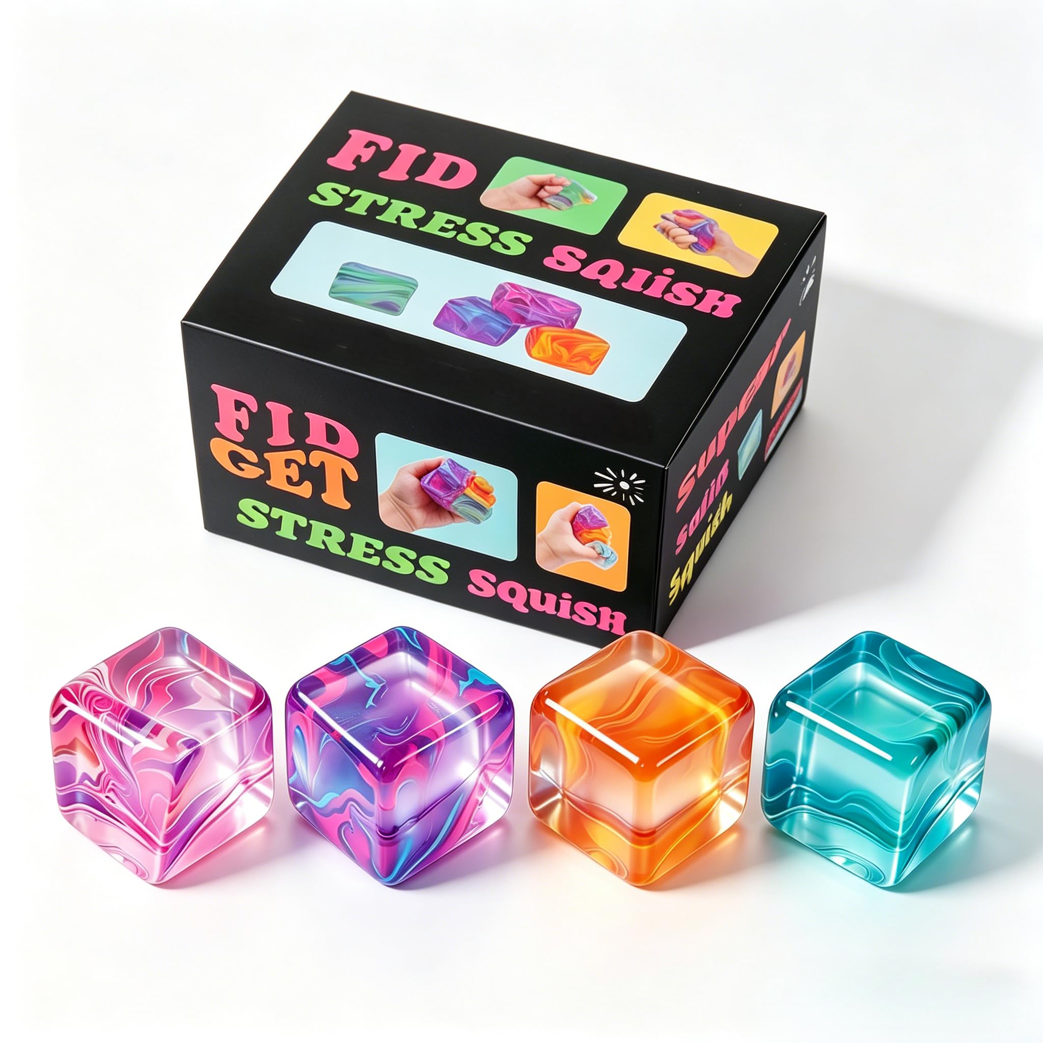 Amazon.com: 4Pack Fidget Toys Mini Squishy Stress Cube, Stress