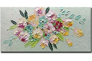 AZAVY Canvas Painting: 24x48 Inch Majestic Flowers