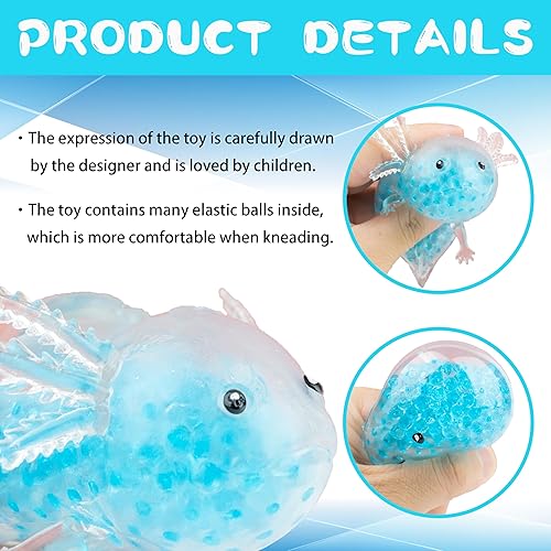 Miniatura 2 de MZQOO Squisheez Axolotl - Paquete de 4 bolas de gel para aliviar el estrés (juego de 4)  Pelotas blandas para aliviar la ansiedad para niños y