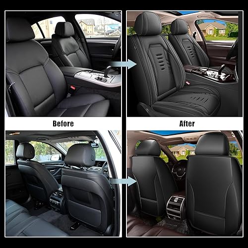 Miniatura 7 de 2 fundas de asiento delantero de automóvil para Mazda 3 2007-2019, cojín de asiento de piel sintética transpirable, impermeable, compatible con