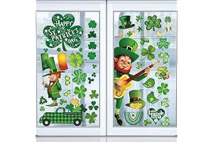 St Patrick's Day Decorations Window Clings: 10 Sheets of Shamrock Window Clings...