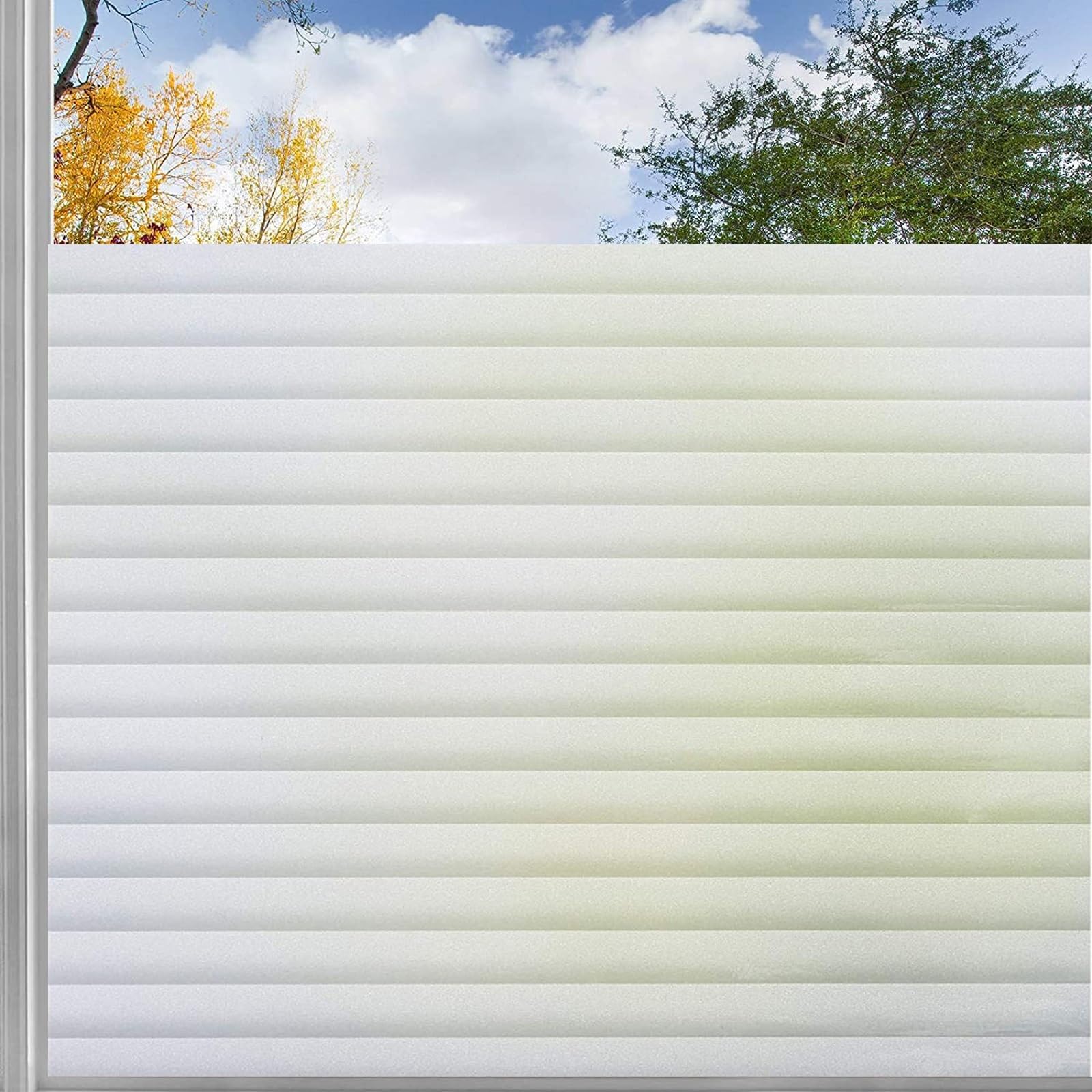 Frosted Privacy Film for Glass Windows 75 x 700 cm(30 x 276inch) Sun Blocker Heat Reducing Easy Removal UV Blocker Window Tint Film Window Film Privacy Film for All Smooth Glass Surface, Stripe — image 1