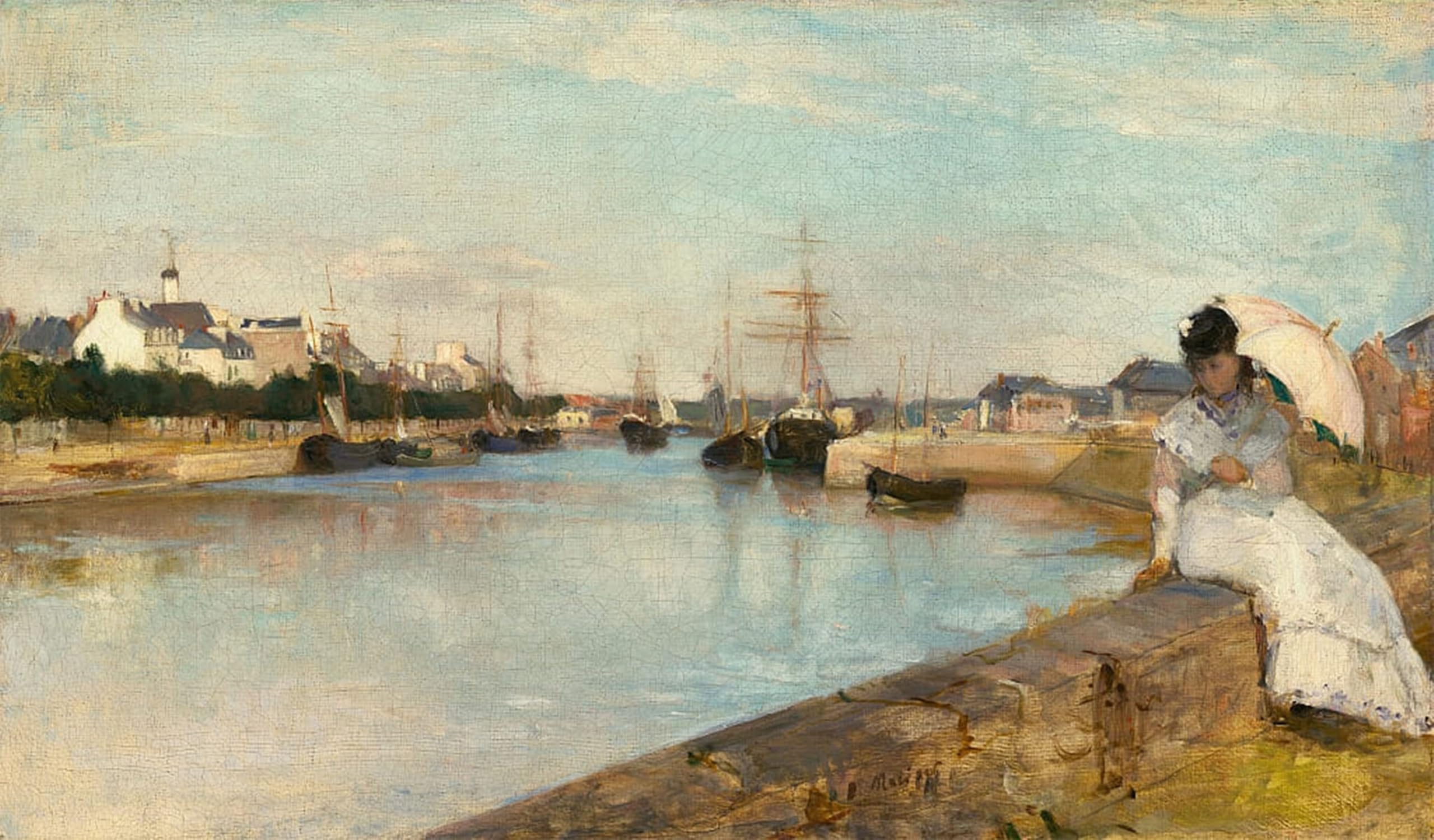 SERENDIPITP Retro Picture Poster Wall Art Pictures Painting the Harbor At Lorient by Berthe Morisot Wall Art Canvas Print for Wall Decor 60x90cm