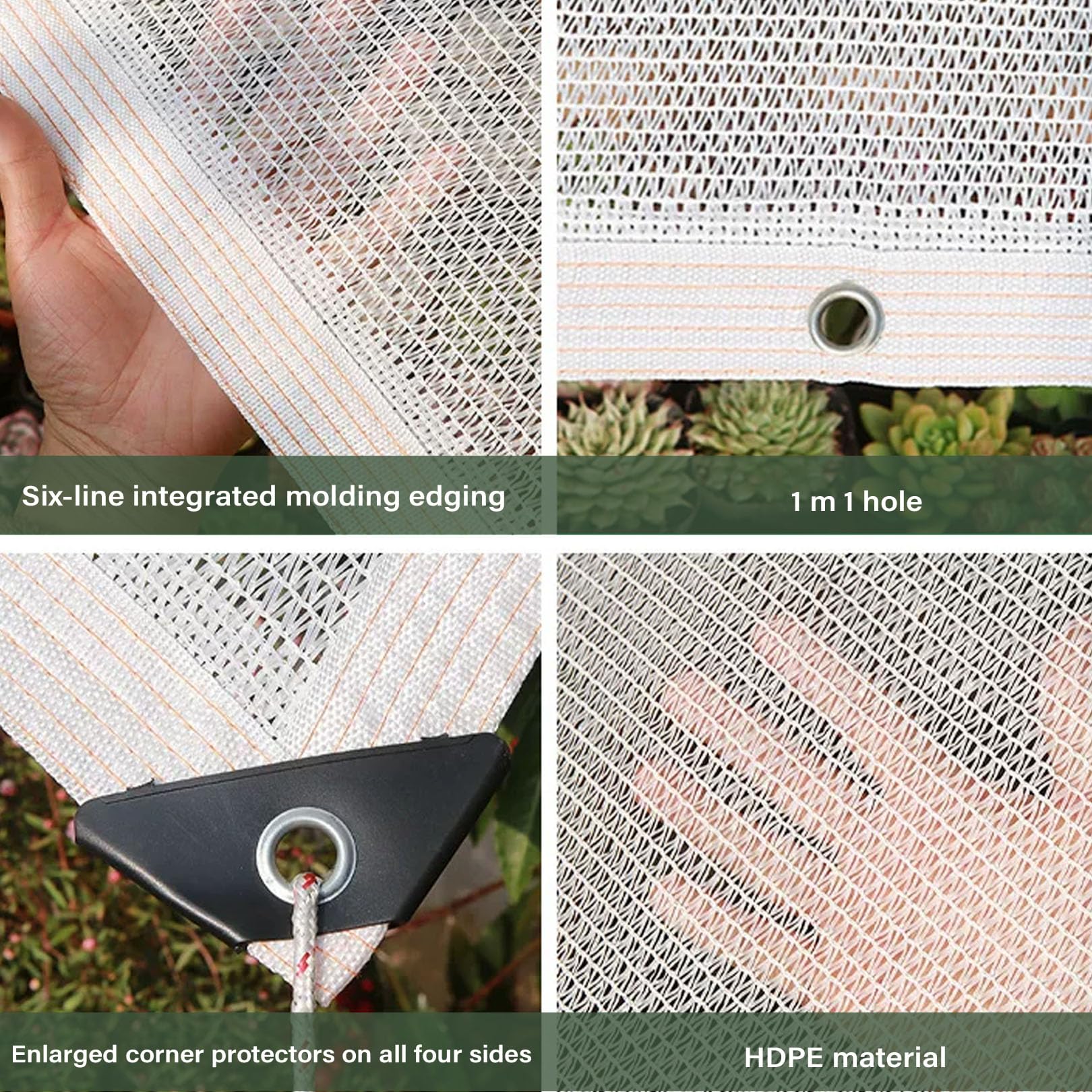 Filet d'ombrage Blanc 6mx6m 55% de taux d'ombrage 3 Aiguilles Filet Anti-Chaleur et Respirante | résistant au vieillissement et aux UV,pour Balcon, Jardin, Fleurs et succulentes
